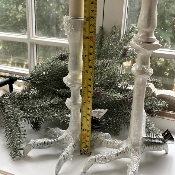 PAIR Haunted Forest Taper Candlestick Holders Gothic Winter - Picture 9 of 9